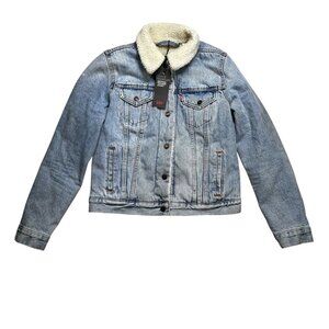 Levi’s Premium Original Trucker Sherpa Jacket Denim Small Men Jean Jacket Wester